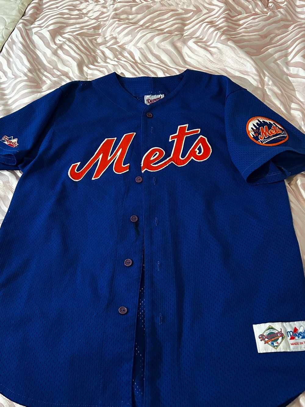 Majestic Royal Blue Mets Kids Jersey with Orange Script